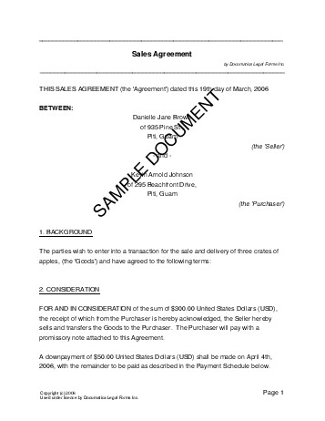 Computer Service Contract Sample on Sample Us Territories Sales Agreement